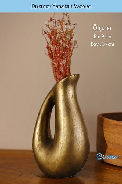 Evene Small Vase - Table Top and Home Decoration, Gold Antique Color Model 35