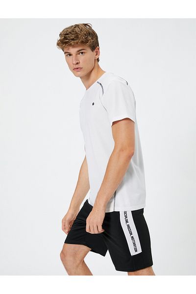 Koton Sports Shorts with Lace Waist Slogan Printed Pocket Detail