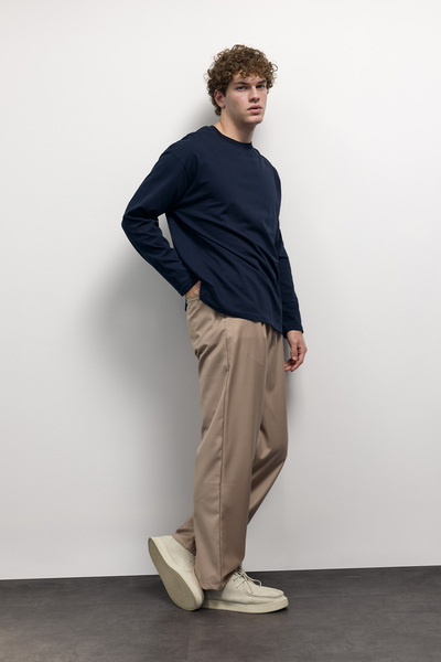 GIESTO Basic Long Sleeve T-Shirt - Navy Blue