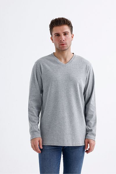 Dark Forest Tricou de bază cu mânecă lungă cu decolteu în V