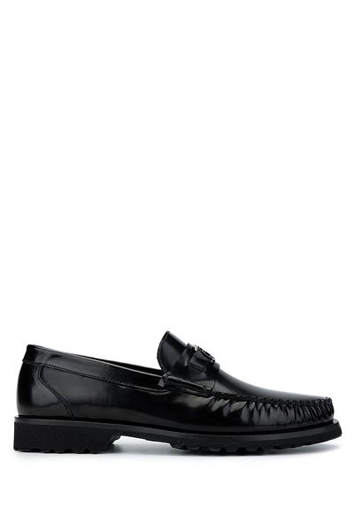 Tamer Tanca Men's Genuine Leather Black Opening Loafer Shoes
