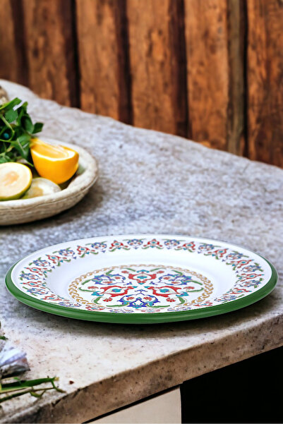 İnci Emaye 30 No 30 Cm Emaye Yemek Tabağı Tabak Servis Yemek Kamp Piknik, Çeyiz, Hediye