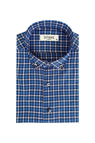SÜVARİ Cămașă Süvari Slim Fit, albastră, cu mânecă scurtă pentru bărbați