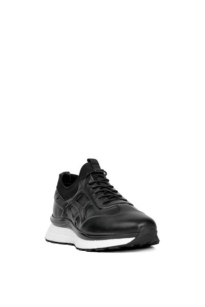 Ayakkabı Fuarı Elit 24KNbl4024C - Ανδρικά μαύρα παπούτσια casual από γνήσιο δέρμα
