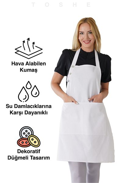 TOSHE Kitchen Apron Waterproof Chef Apron with 2 Wide Pockets Barista Apron Apron
