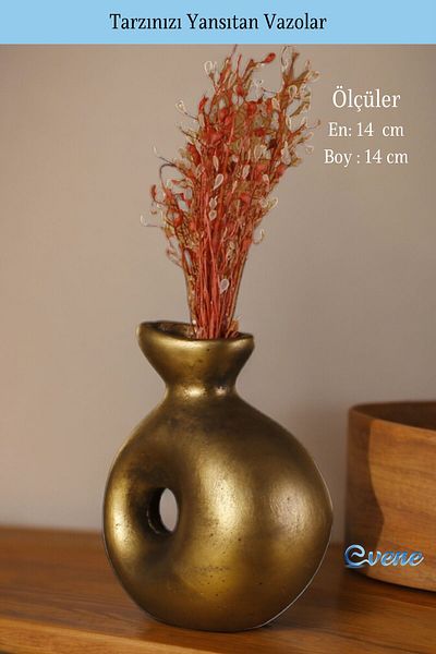 Evene Small Vase - Table Top and Home Decoration, Gold Antique Color Model 33