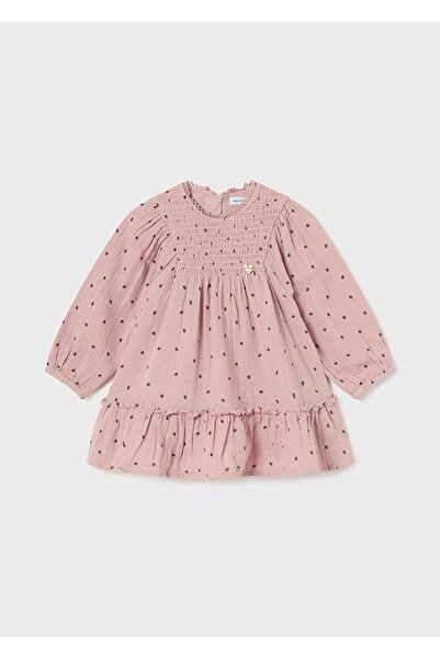 MAYORAL Kız Bebek Puantiyeli Elbise Pembe %100 koton