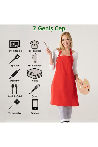 TOSHE Kitchen Apron Waterproof Chef Apron with 2 Wide Pockets Barista Apron Apron