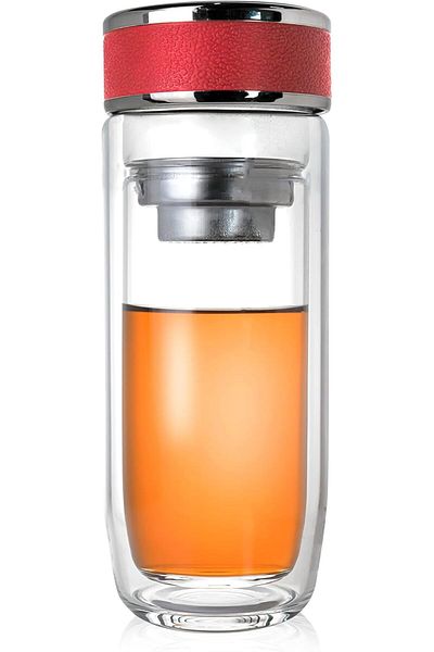 Generic 400ml silver double wall glass thermal mug
