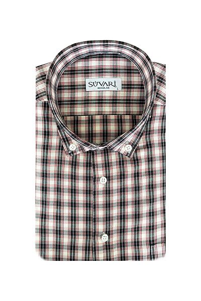 SÜVARİ Süvari Loose Cut Striped Short Sleeve Red Shirt
