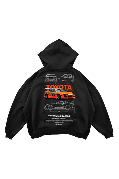 SVART WEAR Fast and Furious Supra Mk4 Printed Premium Oversize Hooded Hoodie Sweatshirt