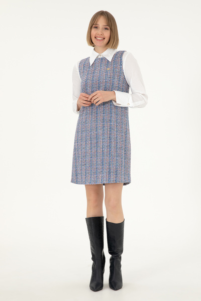 U.S. Polo Assn. Kadın Mavi Dokuma Elbise 50290360-VR036