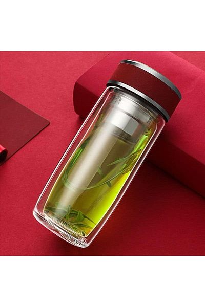 Generic 400ml silver double wall glass thermal mug