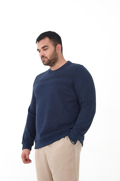 Maccali Men's Plus Size Patterned Oversized Winter Blue Sweatshirt