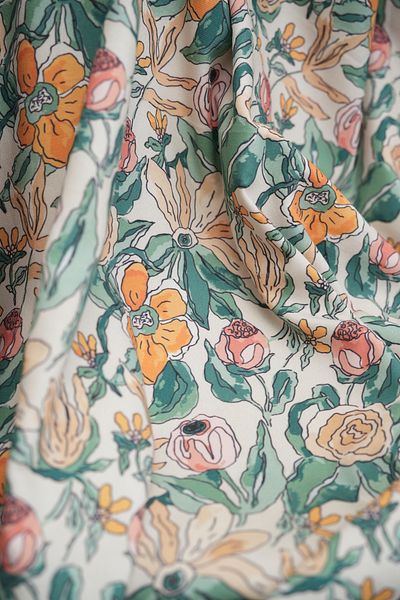 Tuğba Kuğu Printed Panama Fabric (100% Cotton) |   Whimsical Roses