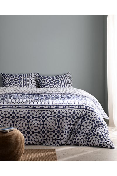 Madame Coco Deor Double - Set cuvertură de pilota cu imprimeu Ranforce 100% bumbac - Bleumarin