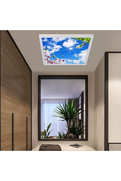 Gökyüzü Panel Antre Avize 60watt-60x60 -led Giriş Aydınlatma -büyük Boy - Tav...