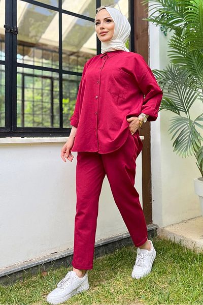 Bestenur Red Shirt and Trousers Set - 1057