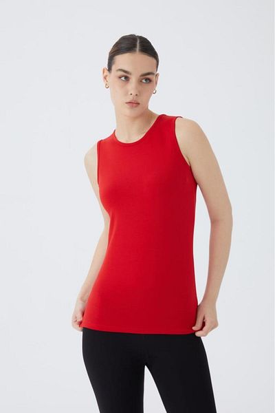 Almila Tricou pentru femei, din bumbac, fără mâneci, cu decolteu, 2048
