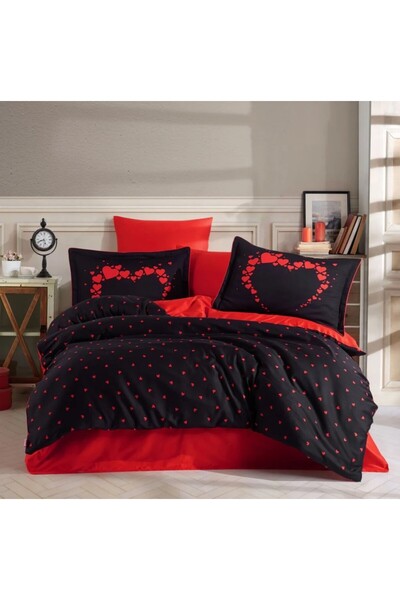 Hobby Çift Kişilik Saten Nevresim Amore Siyah