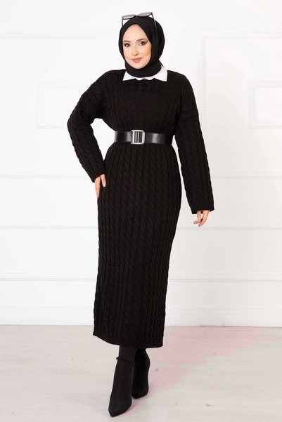 EBRUTESETTÜR Hair Braided Knitwear Dress Black