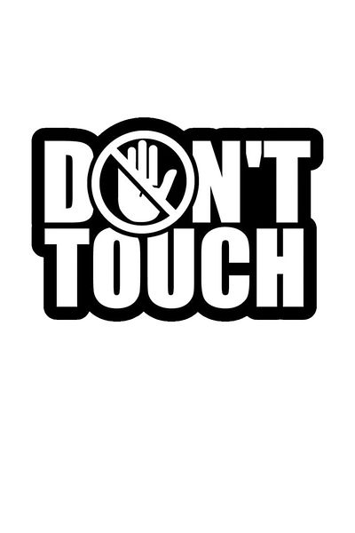 MegaSticker Autocolant negru „Nu atingeți” - Mașină, Motocicletă, Cască, Laptop, Parbriz 13x7 Cm