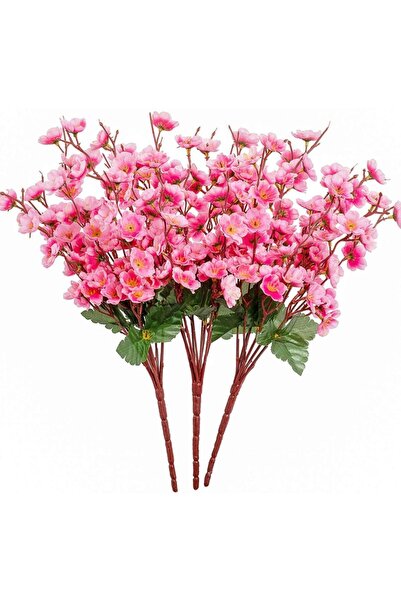 Nettenevime Yapay Çiçek Bahardalı Japon Kiraz Çiçeği 9 Dallı 35cm Pembe 3 Demet