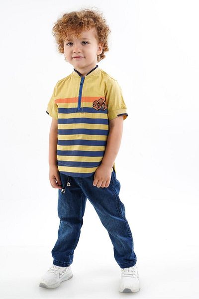 falcomini Boy's printed shirt with jeans, double suit