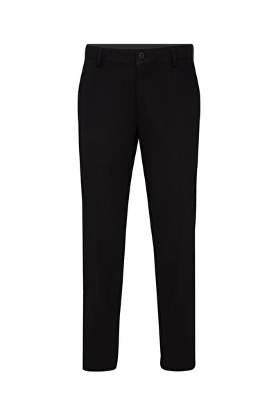 SÜVARİ Süvari Rahat Kalıp Gabardin Siyah Battal Erkek Pantolon