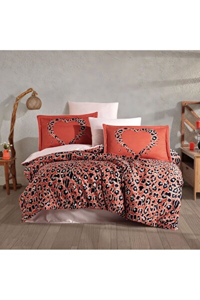 Hobby Çift Kişilik Saten Nevresim Aura Koral