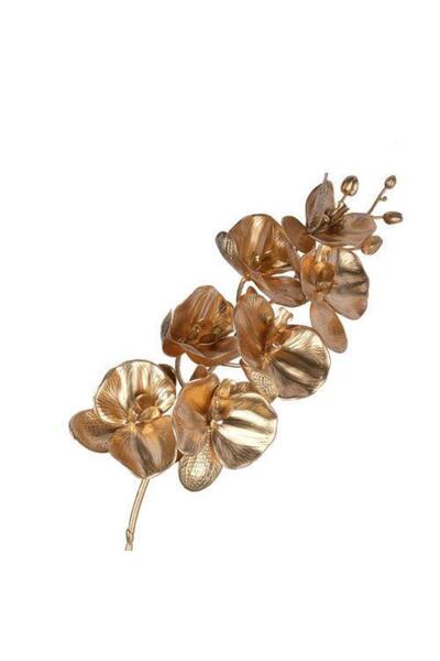 Nettenevime Yapay Çiçek Altın Gold Dore Rengi Orkide Uzun Dal 80 cm Orkide