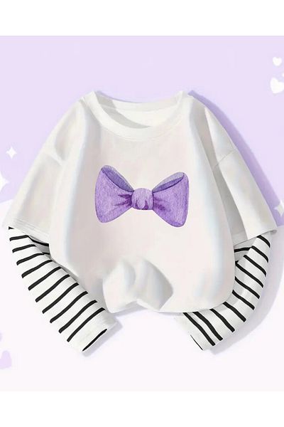 Touz Moda Tricou alb cu mânecă lungă unisex Ribbbon