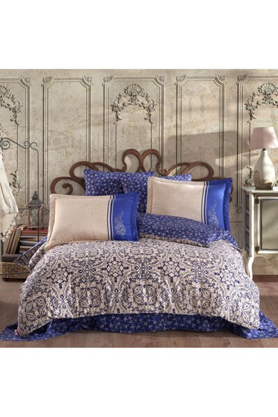 Hobby Çift Kişilik Saten Nevresim Leona Lacivert