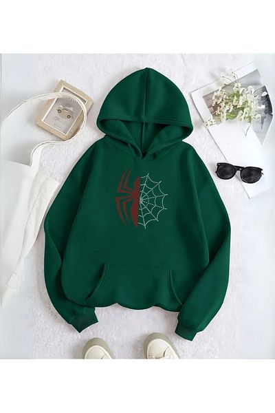 Touz Moda Φούτερ με κουκούλα με τυπωμένη λεπτομέρεια Spider Web Stone Processing