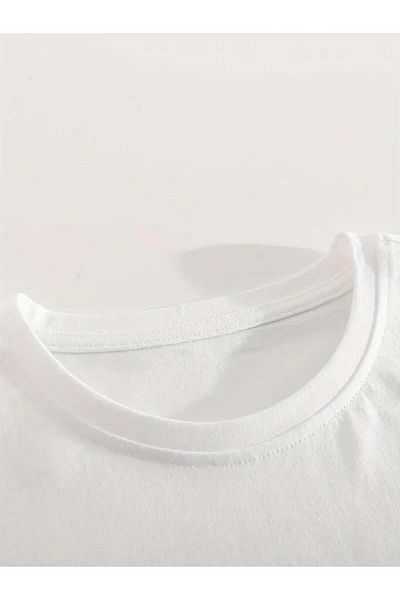 Touz Moda Μωβ λουλούδι Unisex μακρυμάνικο λευκό μπλουζάκι