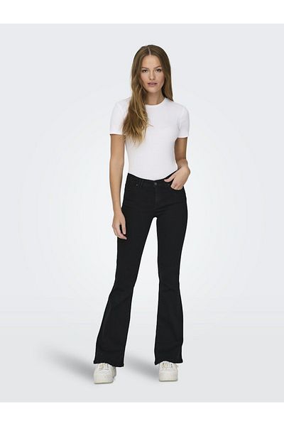 ONLY Black Reg Retro Flared Women's Pants - Onlreese Dnm Box 15309845