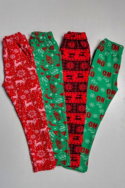 Dastini Lycra Raised Christmas Christmas Patterned Children's Tights Set of 4