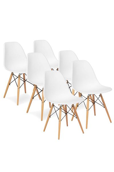 Taimi 6-Pieces Set Plastic Chairs White 70x40x40 cm Each