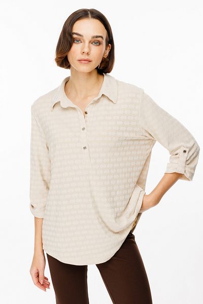 ON Buttoned Front Self Patterned Blouse