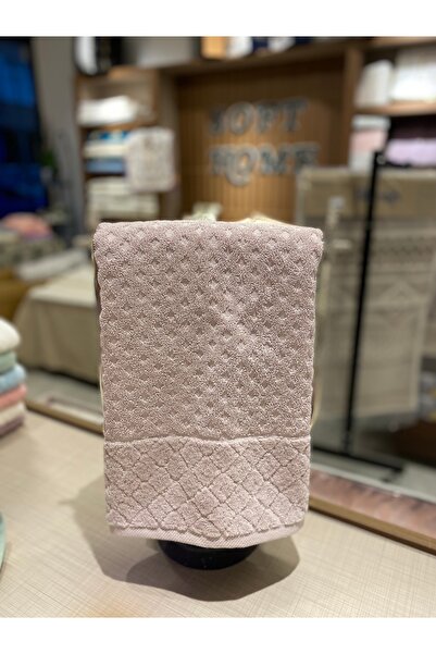 GONCA %100 Pamuk Lila Rengi Desenli Havlu (50x90)