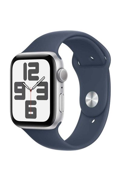 Apple Watch Se Gps 44mm Silver Aluminium Case With Storm Blue Sport Band - S/m