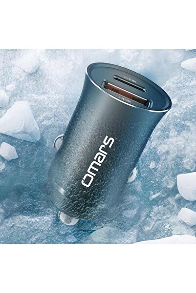 Omars Usb Type-c Pd 20w Çift Portlu Araç Içi Hızlı Şarj Cihazı