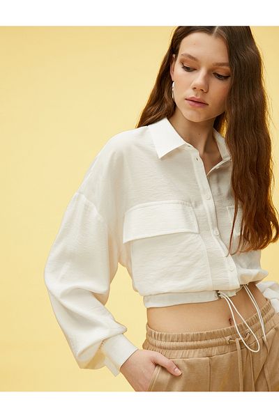 Koton Crop Waist Drawstring Shirt