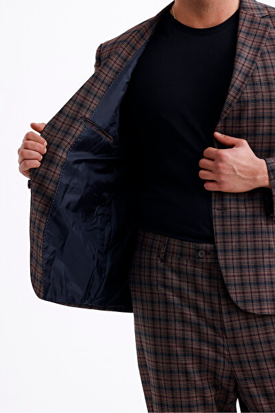 Koch London Men's Oversize Pants - Brown Plaid Pattern, Modern and Stylish Design