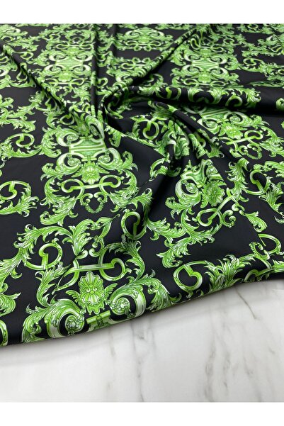 ipekkumaş قماش ساتان تيفيل بنمط التطريز الأخضر، يُباع منتجنا قطعة واحدة 1 متر