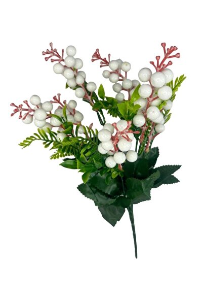 Nettenevime Yapay Çiçek Kokina Demet Beyaz K51 Yılbaşı Çiçeği Christmas White Berry