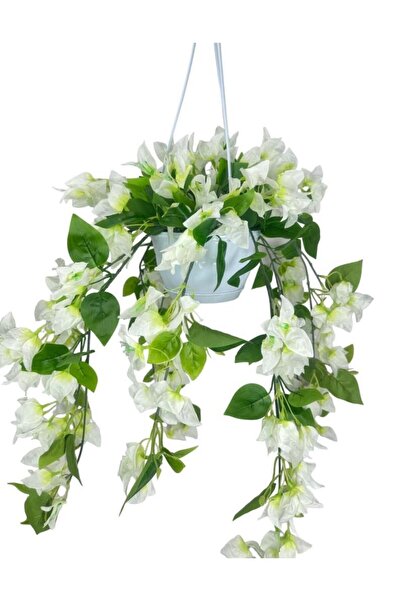 Nettenevime Yapay Çiçek Begonvil Beyaz Sarkaç Askılı Saksıda Balkon Çiçeği Çiçek Sepeti