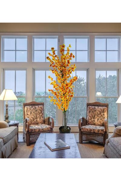 Nettenevime Yapay Ağaç Turuncu Japon Kiraz Çiçeği Bahardalı Ağacı Sakura Çiçeği Çalılı 150cm