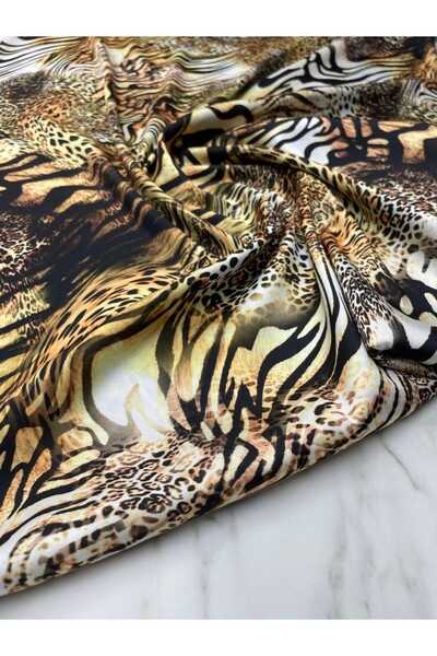 ipekkumaş قميص ملابس بنمط النمر من قماش تيفيل الساتان يباع بالقطعة 1 قطعة 1 متر