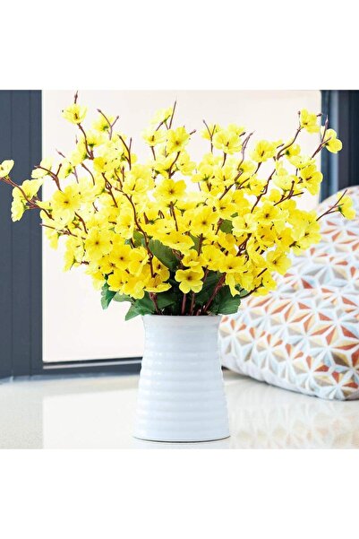Nettenevime Yapay Çiçek Bahardalı Japon Kiraz Çiçeği 7 Dallı 57cm Sarı